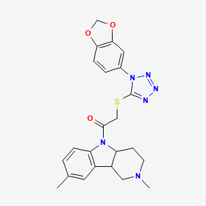 2-{[1-(1,3-benzodioxol-5-yl)-1H-tetrazol-5-yl]sulfanyl}-1-(2,8-dimethyl-1,2,3,4,4a,9b-hexahydro-5H-pyrido[4,3-b]indol-5-yl)ethanone