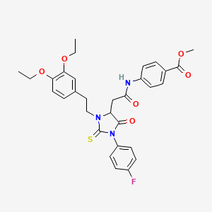 molecular formula C31H32FN3O6S B15007348 Methyl 4-[({3-[2-(3,4-diethoxyphenyl)ethyl]-1-(4-fluorophenyl)-5-oxo-2-thioxoimidazolidin-4-yl}acetyl)amino]benzoate 