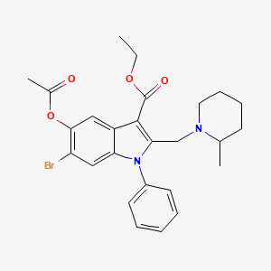 molecular formula C26H29BrN2O4 B15007352 ethyl 5-(acetyloxy)-6-bromo-2-[(2-methylpiperidin-1-yl)methyl]-1-phenyl-1H-indole-3-carboxylate 