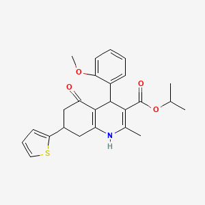 Propan-2-yl 4-(2-methoxyphenyl)-2-methyl-5-oxo-7-(thiophen-2-yl)-1,4,5,6,7,8-hexahydroquinoline-3-carboxylate