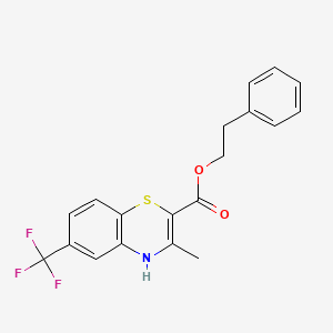 molecular formula C19H16F3NO2S B15007436 3-Methyl-6-trifluoromethyl-4H-benzo[1,4]thiazine-2-carboxylic acid phenethyl ester 