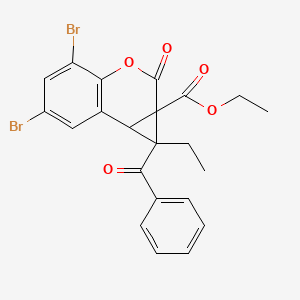 molecular formula C22H18Br2O5 B15007442 ethyl 4,6-dibromo-1-ethyl-2-oxo-1-(phenylcarbonyl)-1,7b-dihydrocyclopropa[c]chromene-1a(2H)-carboxylate 