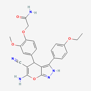 2-{4-[6-Amino-5-cyano-3-(4-ethoxyphenyl)-1,4-dihydropyrano[2,3-c]pyrazol-4-yl]-2-methoxyphenoxy}acetamide