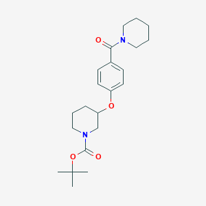 molecular formula C22H32N2O4 B1500750 3-[4-(Piperidine-1-carbonyl)-phenoxy]-piperidine-1-carboxylic acid tert-butyl ester CAS No. 1146080-01-4