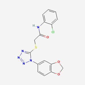 molecular formula C16H12ClN5O3S B15007504 2-[1-(1,3-benzodioxol-5-yl)tetrazol-5-yl]sulfanyl-N-(2-chlorophenyl)acetamide 