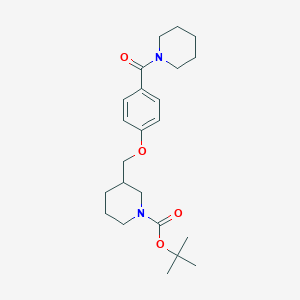 molecular formula C23H34N2O4 B1500753 3-[4-(Piperidine-1-carbonyl)-phenoxymethyl]-piperidine-1-carboxylic acid tert-butyl ester CAS No. 1146080-55-8