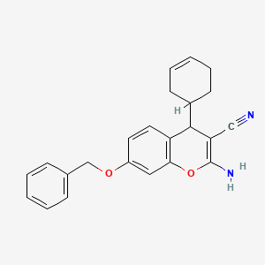 molecular formula C23H22N2O2 B15007538 2-amino-7-(benzyloxy)-4-(cyclohex-3-en-1-yl)-4H-chromene-3-carbonitrile 