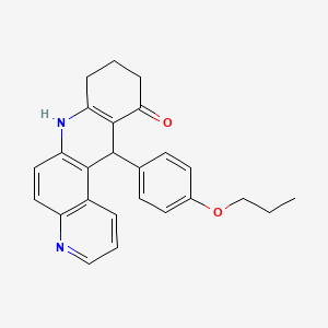 molecular formula C25H24N2O2 B15007565 12-(4-propoxyphenyl)-8,9,10,12-tetrahydrobenzo[b][4,7]phenanthrolin-11(7H)-one 