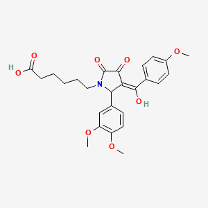 molecular formula C26H29NO8 B15007590 6-[2-(3,4-dimethoxyphenyl)-4-hydroxy-3-(4-methoxybenzoyl)-5-oxo-2,5-dihydro-1H-pyrrol-1-yl]hexanoic acid 