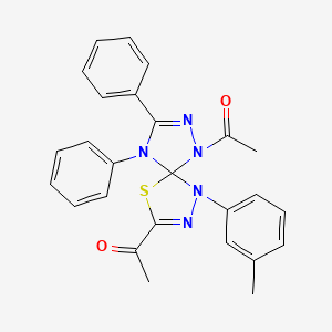 molecular formula C26H23N5O2S B15007645 1,1'-[1-(3-Methylphenyl)-8,9-diphenyl-4-thia-1,2,6,7,9-pentaazaspiro[4.4]nona-2,7-diene-3,6-diyl]diethanone 