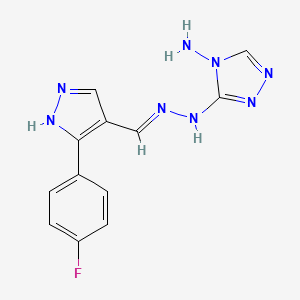 3-[(2E)-2-{[3-(4-fluorophenyl)-1H-pyrazol-4-yl]methylidene}hydrazinyl]-4H-1,2,4-triazol-4-amine