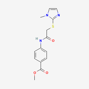 molecular formula C14H15N3O3S B15007686 Benzoic acid, 4-[(1-methyl-2-imidazolylthio)acetyl]-, methyl ester 