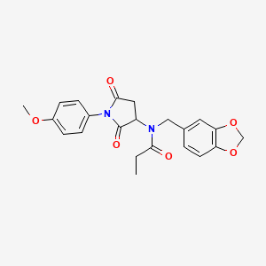 molecular formula C22H22N2O6 B15007694 N-(1,3-benzodioxol-5-ylmethyl)-N-[1-(4-methoxyphenyl)-2,5-dioxopyrrolidin-3-yl]propanamide 