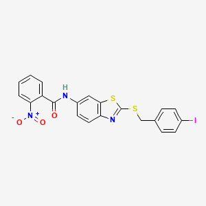 molecular formula C21H14IN3O3S2 B15007731 N-{2-[(4-iodobenzyl)sulfanyl]-1,3-benzothiazol-6-yl}-2-nitrobenzamide 