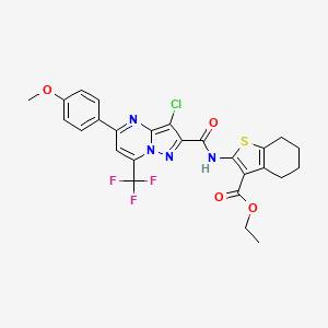 Ethyl 2-({[3-chloro-5-(4-methoxyphenyl)-7-(trifluoromethyl)pyrazolo[1,5-a]pyrimidin-2-yl]carbonyl}amino)-4,5,6,7-tetrahydro-1-benzothiophene-3-carboxylate