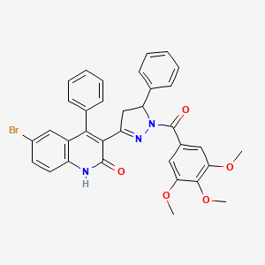 molecular formula C34H28BrN3O5 B15007827 6-bromo-4-phenyl-3-(5-phenyl-1-(3,4,5-trimethoxybenzoyl)-4,5-dihydro-1H-pyrazol-3-yl)quinolin-2(1H)-one 