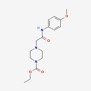 molecular formula C16H23N3O4 B15007836 4-[(4-Methoxy-phenylcarbamoyl)-methyl]-piperazine-1-carboxylic acid ethyl ester 