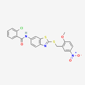 2-chloro-N-{2-[(2-methoxy-5-nitrobenzyl)sulfanyl]-1,3-benzothiazol-6-yl}benzamide