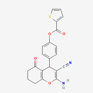 4-(2-Amino-3-cyano-5-oxo-5,6,7,8-tetrahydro-4H-chromen-4-yl)phenyl 2-thiophenecarboxylate