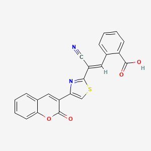 2-{(E)-2-cyano-2-[4-(2-oxo-2H-chromen-3-yl)-1,3-thiazol-2-yl]ethenyl}benzoic acid