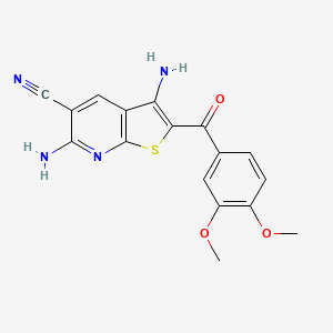 molecular formula C17H14N4O3S B15007953 3,6-Diamino-2-(3,4-dimethoxybenzoyl)thieno[2,3-b]pyridine-5-carbonitrile 