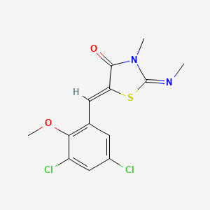 (2E,5Z)-5-(3,5-dichloro-2-methoxybenzylidene)-3-methyl-2-(methylimino)-1,3-thiazolidin-4-one