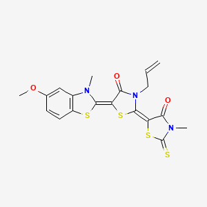 molecular formula C19H17N3O3S4 B15007986 (2Z,5Z)-5-(5-methoxy-3-methyl-1,3-benzothiazol-2(3H)-ylidene)-2-(3-methyl-4-oxo-2-thioxo-1,3-thiazolidin-5-ylidene)-3-(prop-2-en-1-yl)-1,3-thiazolidin-4-one 