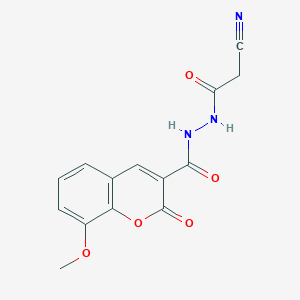 molecular formula C14H11N3O5 B15008056 N'-(cyanoacetyl)-8-methoxy-2-oxo-2H-chromene-3-carbohydrazide 