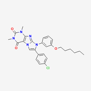 molecular formula C27H28ClN5O3 B15008076 7-(4-chlorophenyl)-8-[3-(hexyloxy)phenyl]-1,3-dimethyl-1H-imidazo[2,1-f]purine-2,4(3H,8H)-dione 