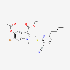 ethyl 5-(acetyloxy)-6-bromo-2-{[(6-butyl-3-cyanopyridin-2-yl)sulfanyl]methyl}-1-methyl-1H-indole-3-carboxylate