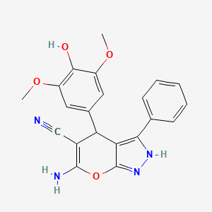 6-Amino-4-(4-hydroxy-3,5-dimethoxyphenyl)-3-phenyl-1,4-dihydropyrano[2,3-c]pyrazole-5-carbonitrile