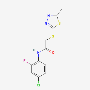 molecular formula C11H9ClFN3OS2 B15008135 N-(4-chloro-2-fluorophenyl)-2-[(5-methyl-1,3,4-thiadiazol-2-yl)sulfanyl]acetamide 