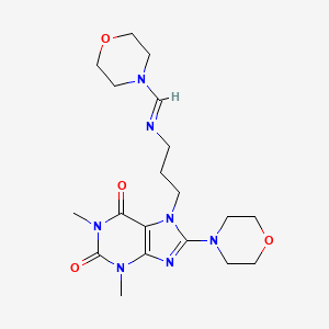 1,3-dimethyl-8-(morpholin-4-yl)-7-(3-{[(E)-morpholin-4-ylmethylidene]amino}propyl)-3,7-dihydro-1H-purine-2,6-dione