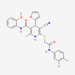 molecular formula C28H25ClN4O4S B15008191 6-({2-[(3-chloro-4-methylphenyl)amino]-2-oxoethyl}sulfanyl)-5-cyano-4-(furan-2-yl)-N-(2-methoxyphenyl)-2-methyl-1,4-dihydropyridine-3-carboxamide 