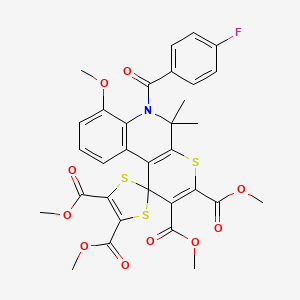 Tetramethyl 6'-(4-fluorobenzoyl)-7'-methoxy-5',5'-dimethyl-5',6'-dihydrospiro[1,3-dithiole-2,1'-thiopyrano[2,3-c]quinoline]-2',3',4,5-tetracarboxylate