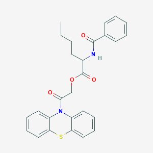 molecular formula C27H26N2O4S B15008229 2-oxo-2-(10H-phenothiazin-10-yl)ethyl 2-(benzoylamino)hexanoate 