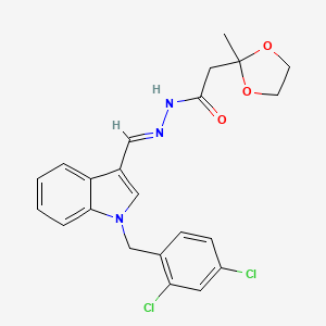 molecular formula C22H21Cl2N3O3 B15008254 N'-{(E)-[1-(2,4-dichlorobenzyl)-1H-indol-3-yl]methylidene}-2-(2-methyl-1,3-dioxolan-2-yl)acetohydrazide 