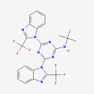 molecular formula C23H18F6N8 B15008265 N-tert-butyl-4,6-bis[2-(trifluoromethyl)-1H-benzimidazol-1-yl]-1,3,5-triazin-2-amine 