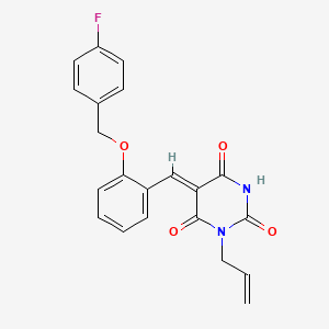 molecular formula C21H17FN2O4 B15008301 (5Z)-5-{2-[(4-fluorobenzyl)oxy]benzylidene}-1-(prop-2-en-1-yl)pyrimidine-2,4,6(1H,3H,5H)-trione 