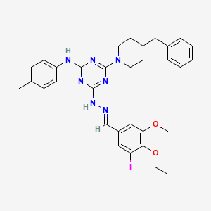 4-(4-benzylpiperidin-1-yl)-6-[(2E)-2-(4-ethoxy-3-iodo-5-methoxybenzylidene)hydrazinyl]-N-(4-methylphenyl)-1,3,5-triazin-2-amine