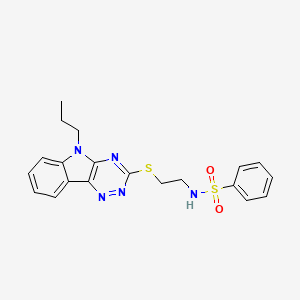 molecular formula C20H21N5O2S2 B15008321 N-[2-({5-Propyl-5H-[1,2,4]triazino[5,6-B]indol-3-YL}sulfanyl)ethyl]benzenesulfonamide 