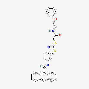 molecular formula C32H25N3O2S2 B15008347 2-[(6-{[(E)-anthracen-9-ylmethylidene]amino}-1,3-benzothiazol-2-yl)sulfanyl]-N-(2-phenoxyethyl)acetamide 