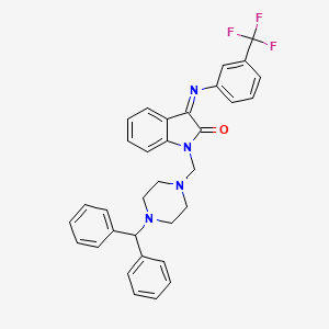 molecular formula C33H29F3N4O B15008364 (3Z)-1-{[4-(diphenylmethyl)piperazin-1-yl]methyl}-3-{[3-(trifluoromethyl)phenyl]imino}-1,3-dihydro-2H-indol-2-one 