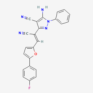 molecular formula C23H14FN5O B15008375 5-amino-3-{(Z)-1-cyano-2-[5-(4-fluorophenyl)furan-2-yl]ethenyl}-1-phenyl-1H-pyrazole-4-carbonitrile 