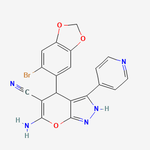 molecular formula C19H12BrN5O3 B15008383 6-Amino-4-(6-bromo-1,3-benzodioxol-5-yl)-3-(pyridin-4-yl)-1,4-dihydropyrano[2,3-c]pyrazole-5-carbonitrile 