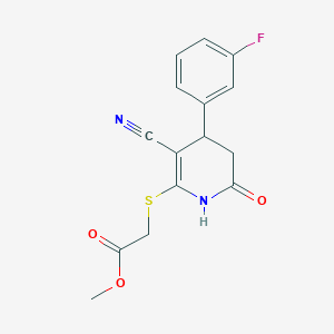 molecular formula C15H13FN2O3S B15008412 Methyl {[3-cyano-4-(3-fluorophenyl)-6-oxo-1,4,5,6-tetrahydropyridin-2-yl]sulfanyl}acetate 