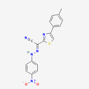 molecular formula C18H13N5O2S B15008444 Acetonitrile, 2-(4-nitrophenylhydrazono)-2-[4-(4-tolyl)thiazol-2-yl]- 