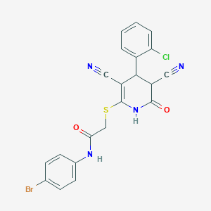 molecular formula C21H14BrClN4O2S B15008455 N-(4-bromophenyl)-2-{[4-(2-chlorophenyl)-3,5-dicyano-6-oxo-1,4,5,6-tetrahydropyridin-2-yl]sulfanyl}acetamide 