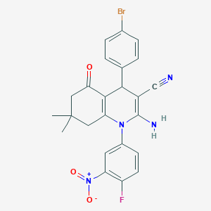 2-Amino-4-(4-bromophenyl)-1-(4-fluoro-3-nitrophenyl)-7,7-dimethyl-5-oxo-1,4,5,6,7,8-hexahydroquinoline-3-carbonitrile