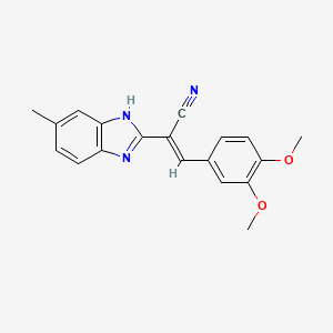 (2E)-3-(3,4-dimethoxyphenyl)-2-(6-methyl-1H-benzimidazol-2-yl)prop-2-enenitrile